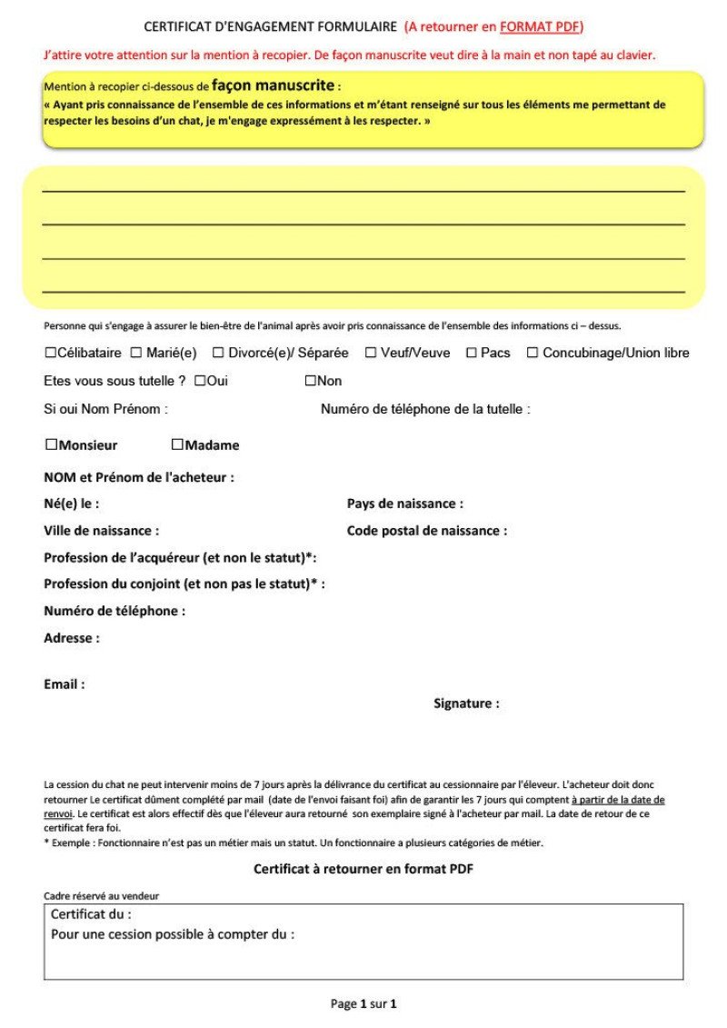 Certificat dengagement 